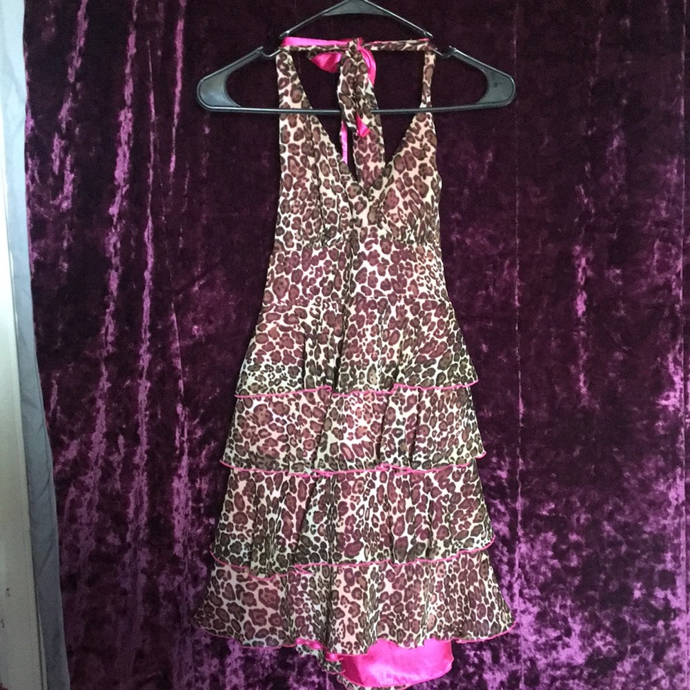 Charlotte Russe Leopard Backless v-neck dress